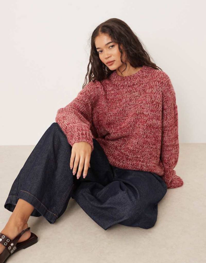ASOS DESIGN - Oversize-Pullover in Rosa-Multiply mit Rundhalsausschnitt von ASOS DESIGN