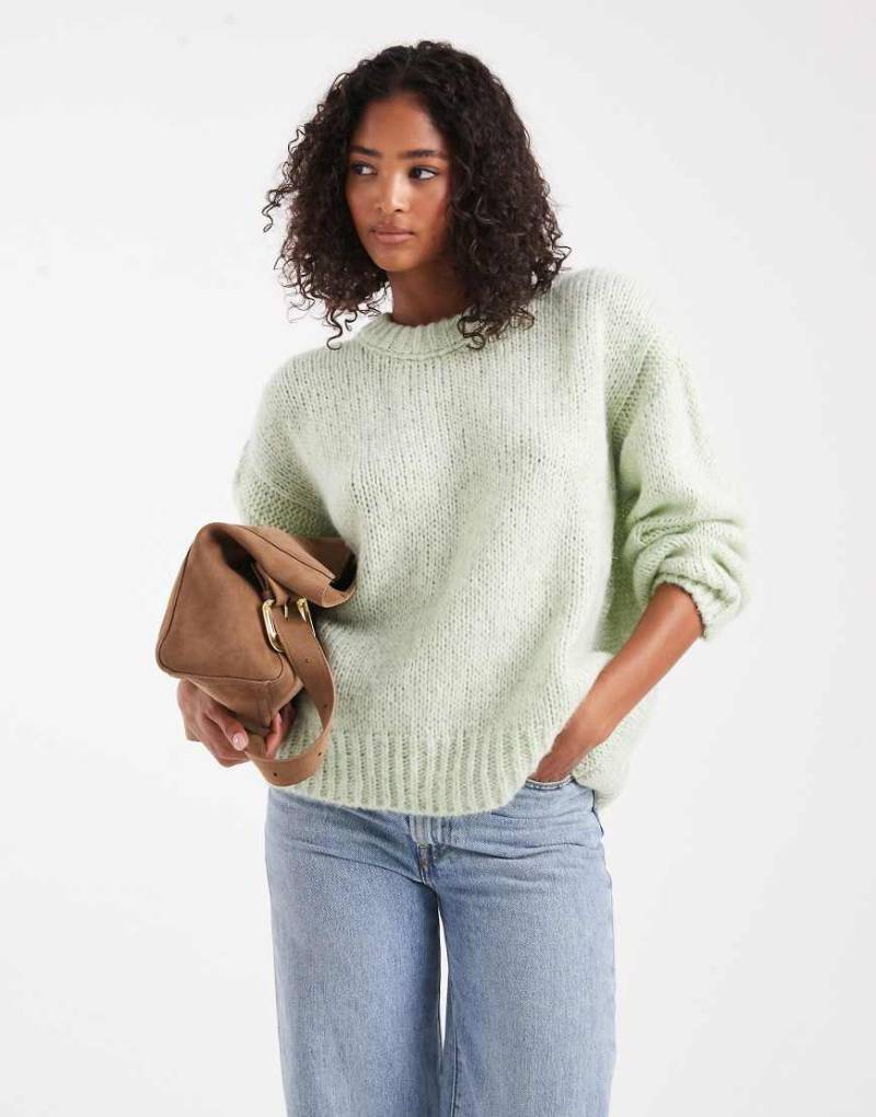 ASOS DESIGN - Oversize-Pullover in Salbeigrün-Multiply mit Rundhalsausschnitt-Gelb von ASOS DESIGN