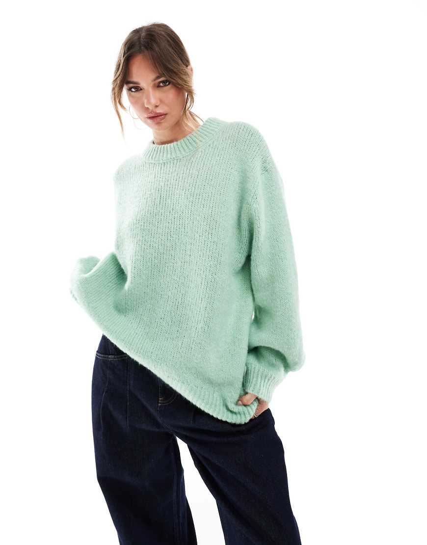 ASOS DESIGN - Oversize-Pullover in Salbeigrün mit Rundhalsausschnitt ASOS DESIGN - Oversize-Pullover in Salbeigrün mit Rundhalsausschnitt von ASOS DESIGN