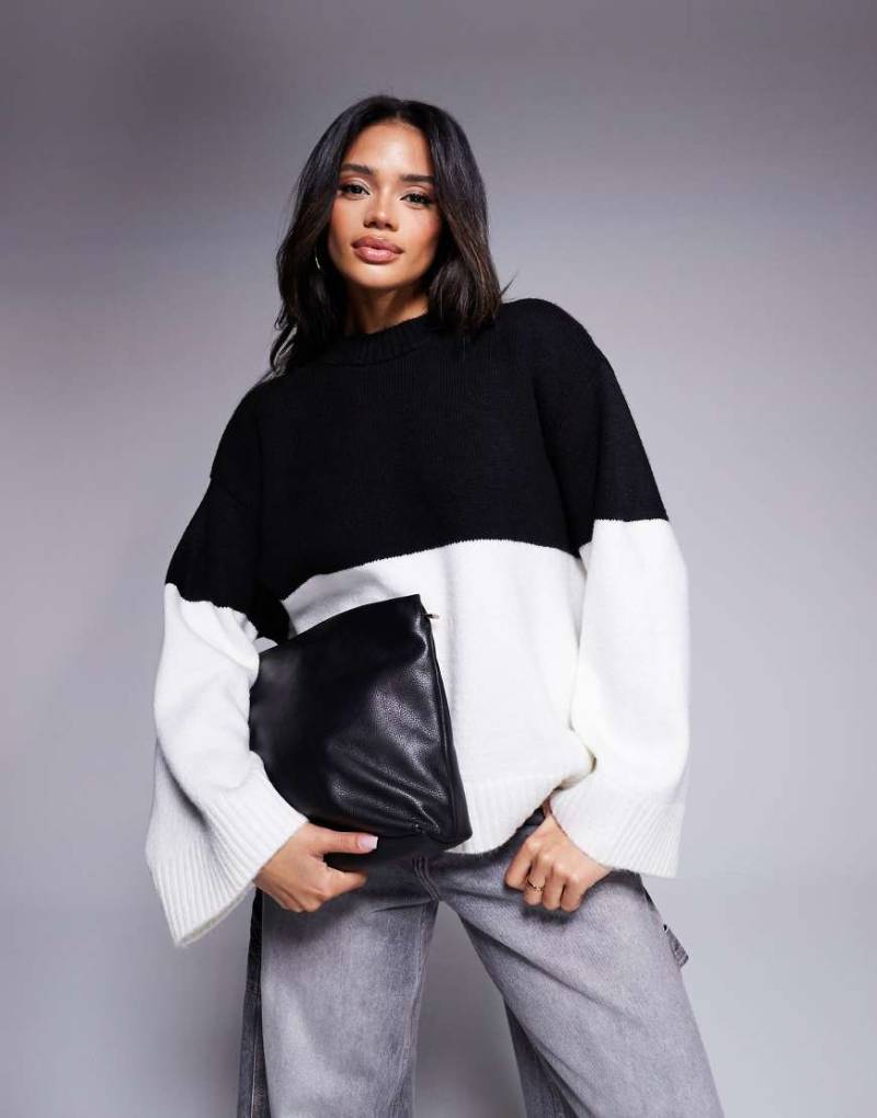 ASOS DESIGN - Oversize-Pullover in Schwarz-Weiß-Bunt von ASOS DESIGN