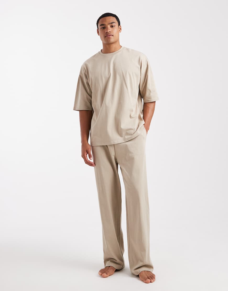 ASOS DESIGN - Oversize-Pyjama in Steinbeige-Neutral von ASOS DESIGN