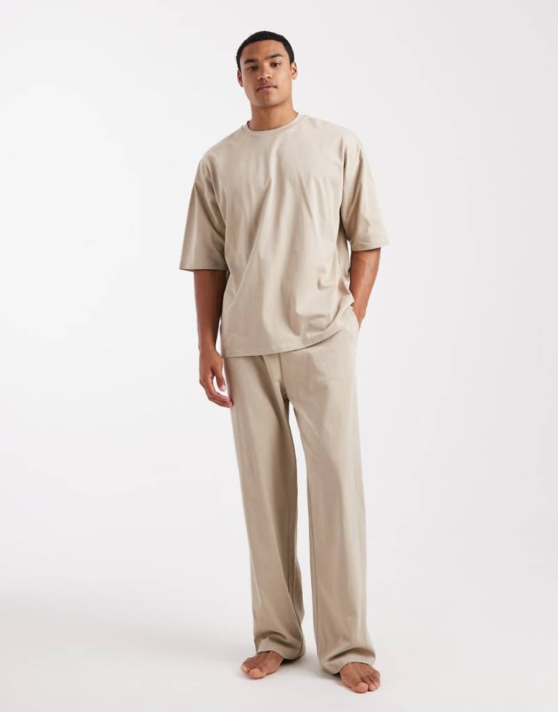 ASOS DESIGN - Oversize-Pyjama in Steinbeige-Neutral von ASOS DESIGN