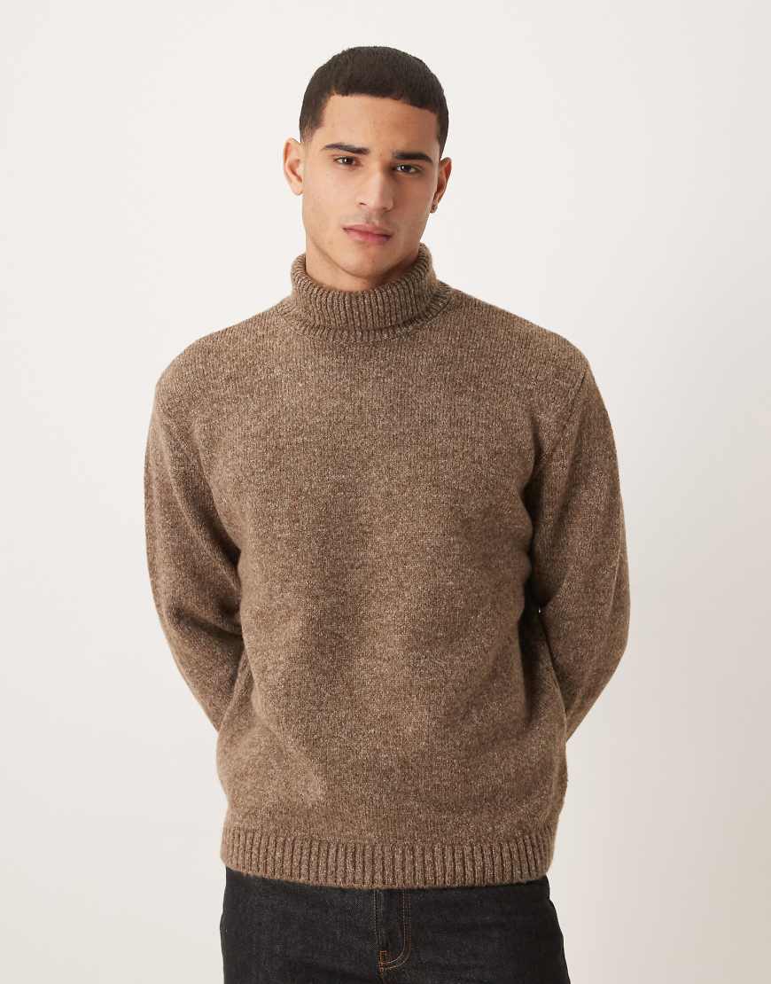 ASOS DESIGN - Oversize-Rollkragenpullover aus Strick in Braun-Brown von ASOS DESIGN