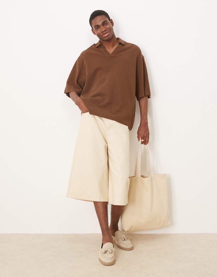 ASOS DESIGN - Oversize-Schlupfhemd in Braun im Häkeldesign ASOS DESIGN - Oversize-Schlupfhemd in Braun im Häkeldesign von ASOS DESIGN
