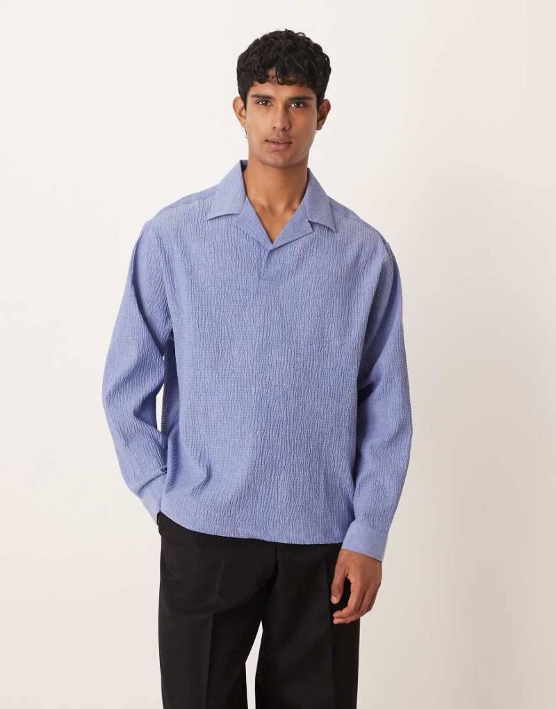 ASOS DESIGN - Oversize-Seersucker-Hemd zum Überziehen in Blau von ASOS DESIGN