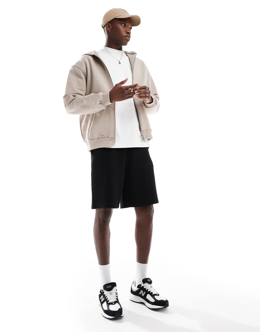 ASOS DESIGN - Oversize-Shorts in Schwarz mit Waffelstruktur von ASOS DESIGN