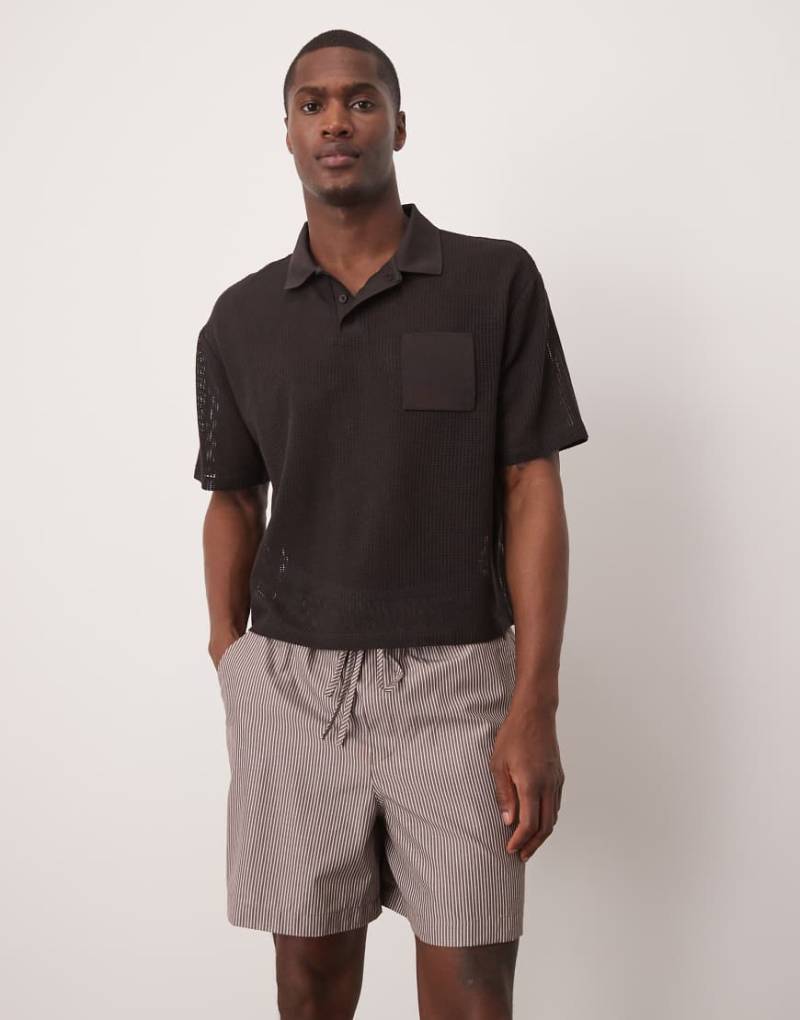 ASOS DESIGN - Oversize-Shorts in Burgunderrot gestreift, Kombiteil von ASOS DESIGN