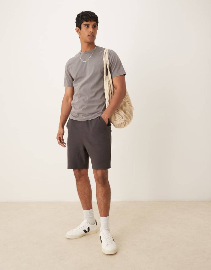 ASOS DESIGN - Oversize-Shorts in Schwarz mit Waffelstruktur von ASOS DESIGN