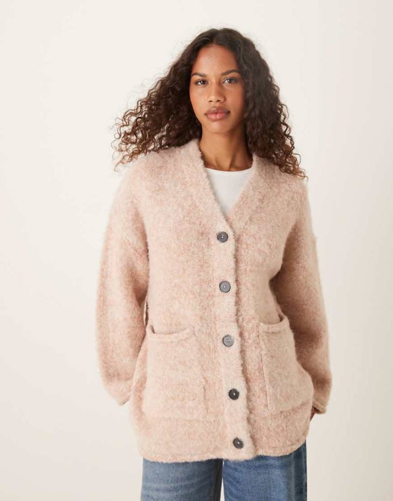 ASOS DESIGN - Oversize-Strickjacke in Rosa aus mehrlagigem Garn von ASOS DESIGN