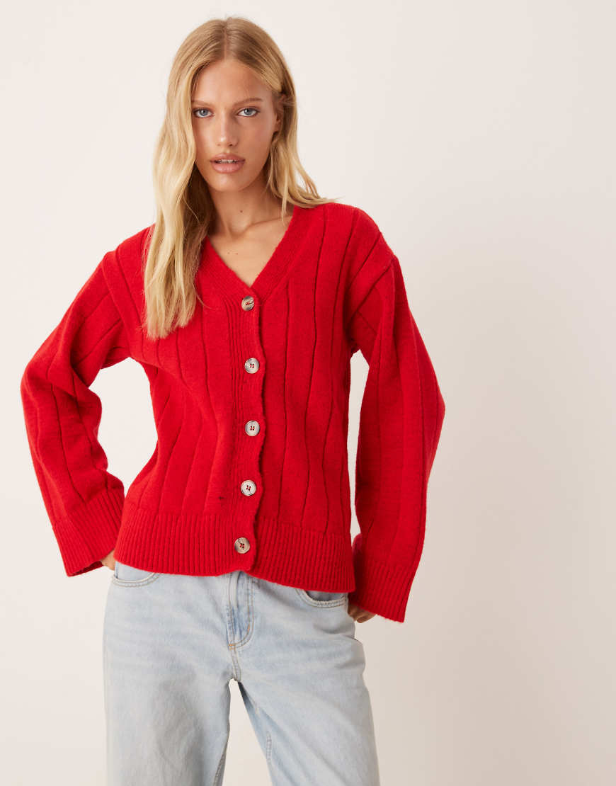 ASOS DESIGN - Oversize-Strickjacke in Rot von ASOS DESIGN