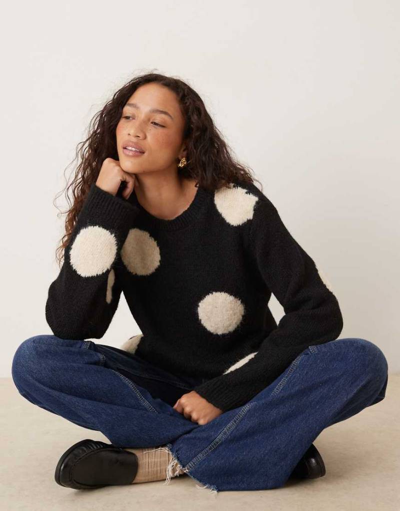 ASOS DESIGN - Oversize-Pullover mit Polka Dots und Wollanteil-Bunt von ASOS DESIGN