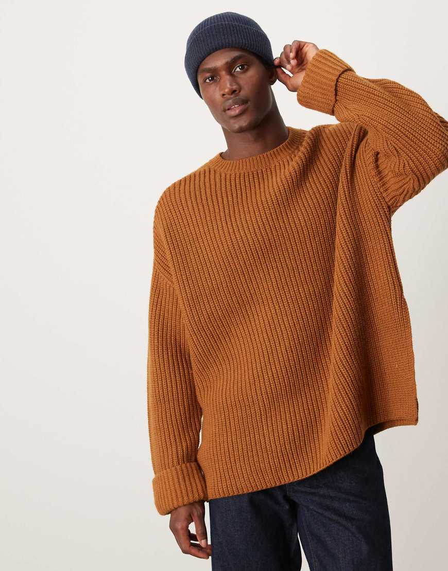ASOS DESIGN - Oversize-Strickpullover aus schwerem Wollmix in Hellbraun ASOS DESIGN - Oversize-Strickpullover aus schwerem Wollmix in Hellbraun von ASOS DESIGN