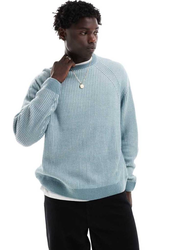ASOS DESIGN - Oversize-Strickpullover in Blau mit plattiertem Patentmuster von ASOS DESIGN