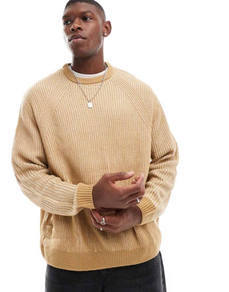 ASOS DESIGN - Oversize-Strickpullover in Braun mit plattiertem Patentmuster von ASOS DESIGN
