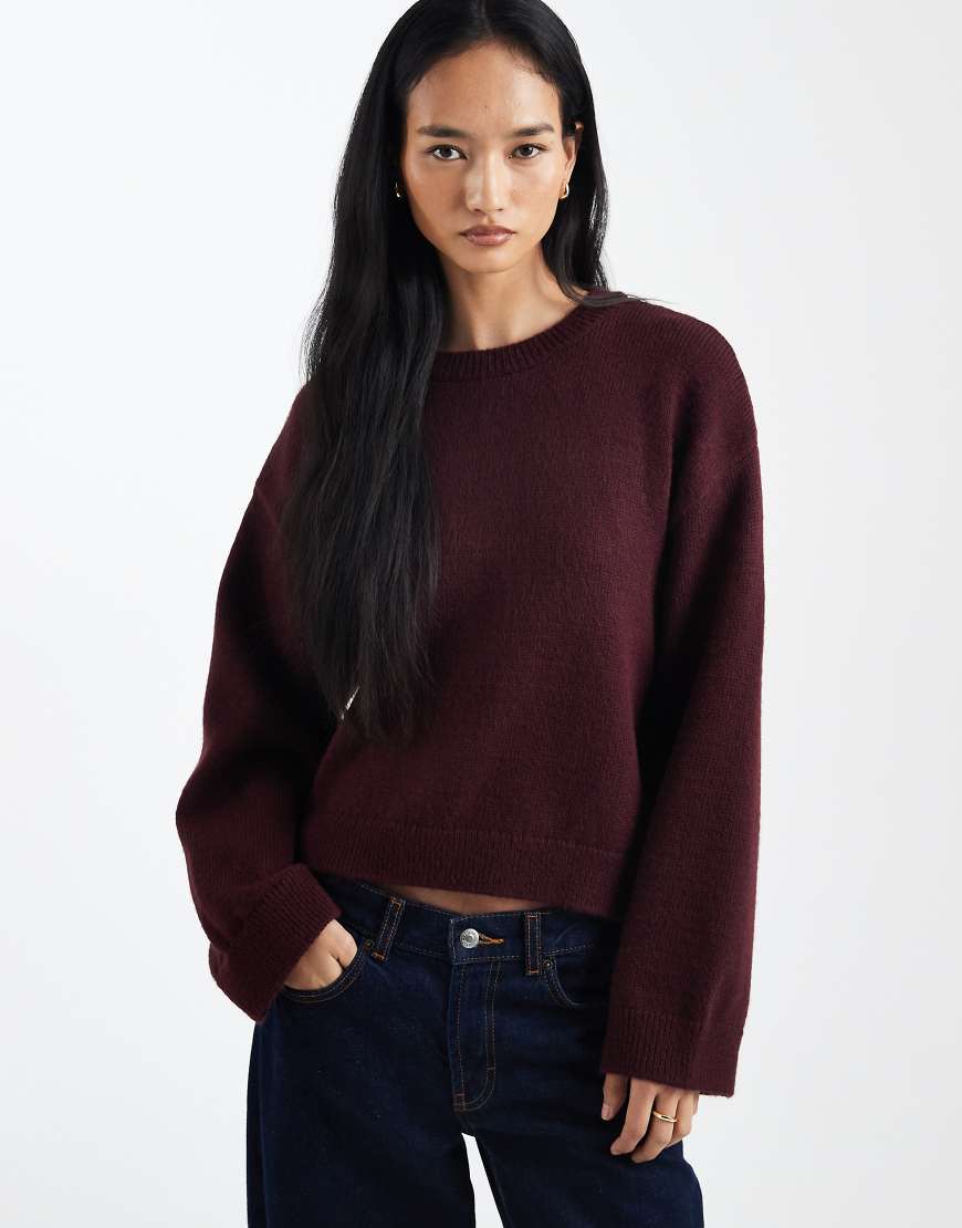 ASOS DESIGN - Oversize-Strickpullover in Burgunderrot mit weiten Ärmeln von ASOS DESIGN