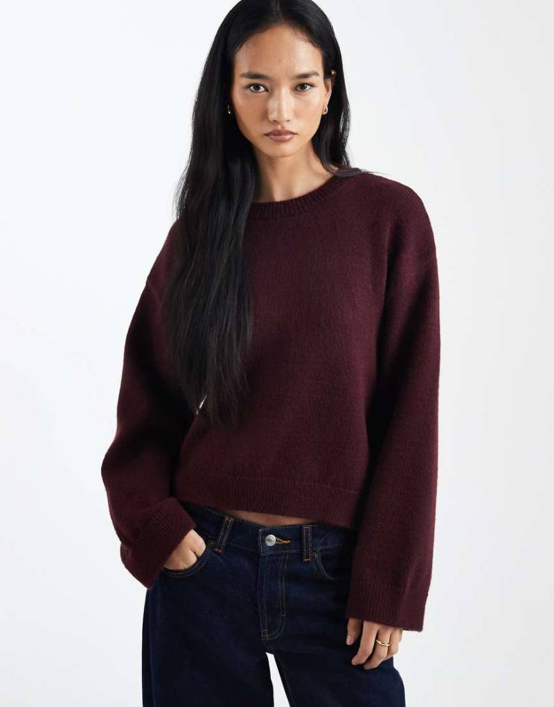 ASOS DESIGN - Oversize-Strickpullover in Burgunderrot mit weiten Ärmeln von ASOS DESIGN