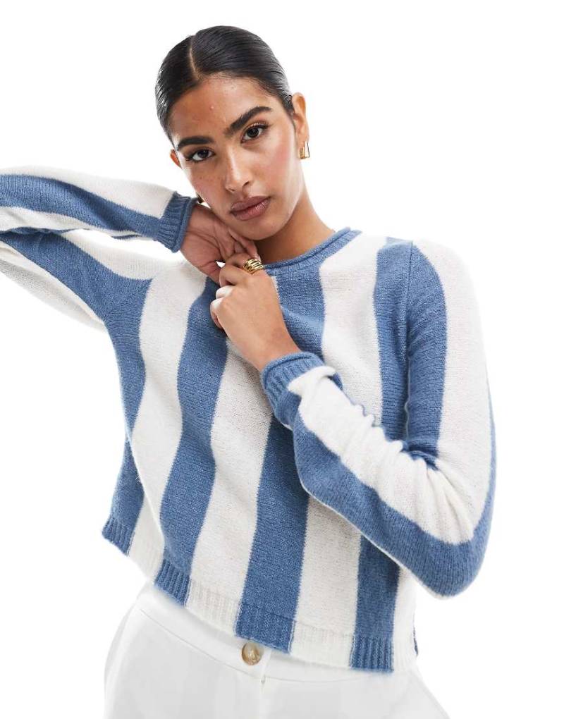 ASOS DESIGN - Oversize-Strickpullover in Cremeweiß gestreift-Bunt von ASOS DESIGN
