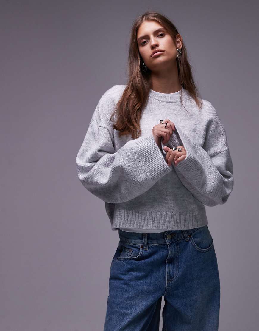 ASOS DESIGN - Oversize-Strickpullover in Grau mit weiten Ärmeln von ASOS DESIGN