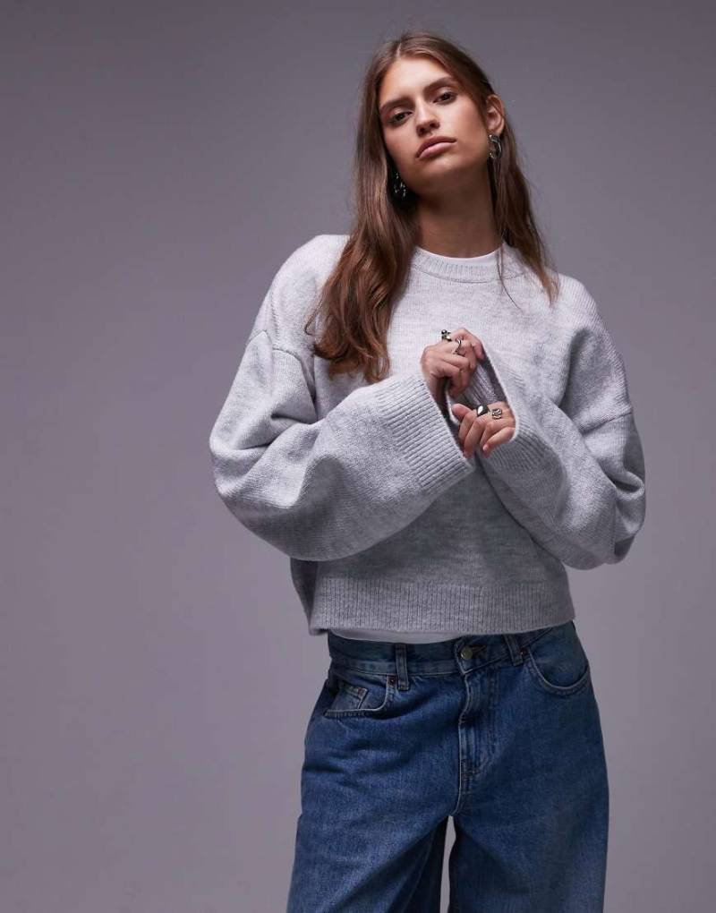 ASOS DESIGN - Oversize-Strickpullover in Grau mit weiten Ärmeln von ASOS DESIGN