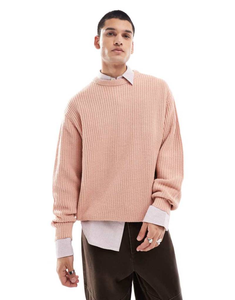 ASOS DESIGN - Oversize-Strickpullover in Hellrosa von ASOS DESIGN