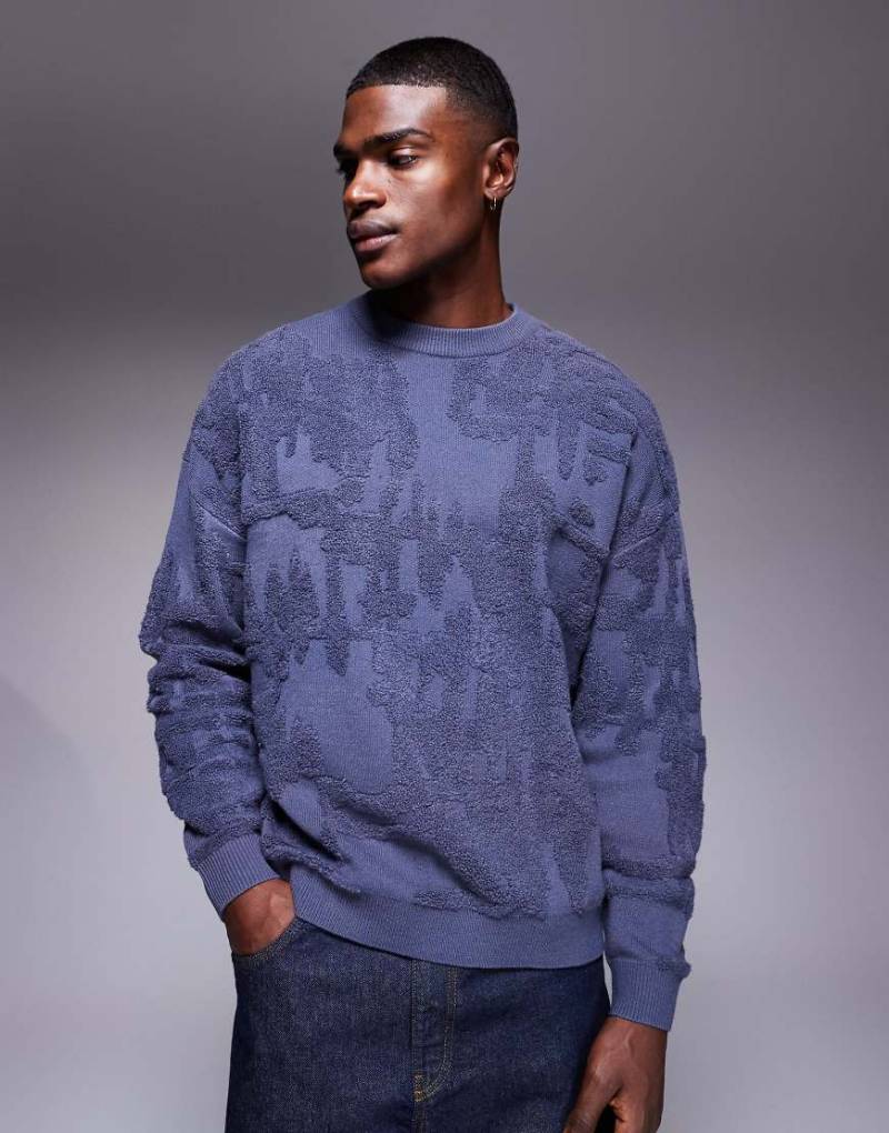 ASOS DESIGN - Oversize-Strickpullover in Marineblau mit Frottee-Details-Grün von ASOS DESIGN