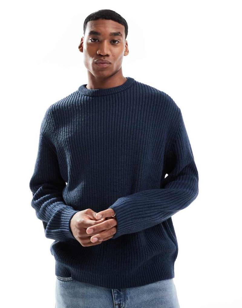ASOS DESIGN - Oversize-Strickpullover in Marineblau mit Patentmuster von ASOS DESIGN