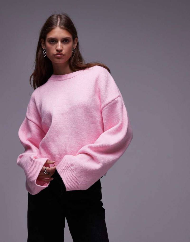 ASOS DESIGN - Oversize-Strickpullover in Rosa mit weiten Ärmeln von ASOS DESIGN