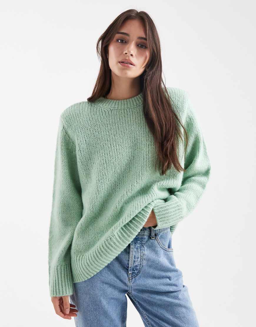 ASOS DESIGN - Oversize-Strickpullover in Salbeigrün mit Schulterpolstern ASOS DESIGN - Oversize-Strickpullover in Salbeigrün mit Schulterpolstern von ASOS DESIGN