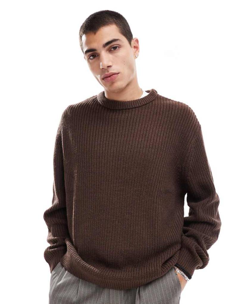 ASOS DESIGN - Oversize-Strickpullover in Schokoladenbraun mit Patentmuster von ASOS DESIGN