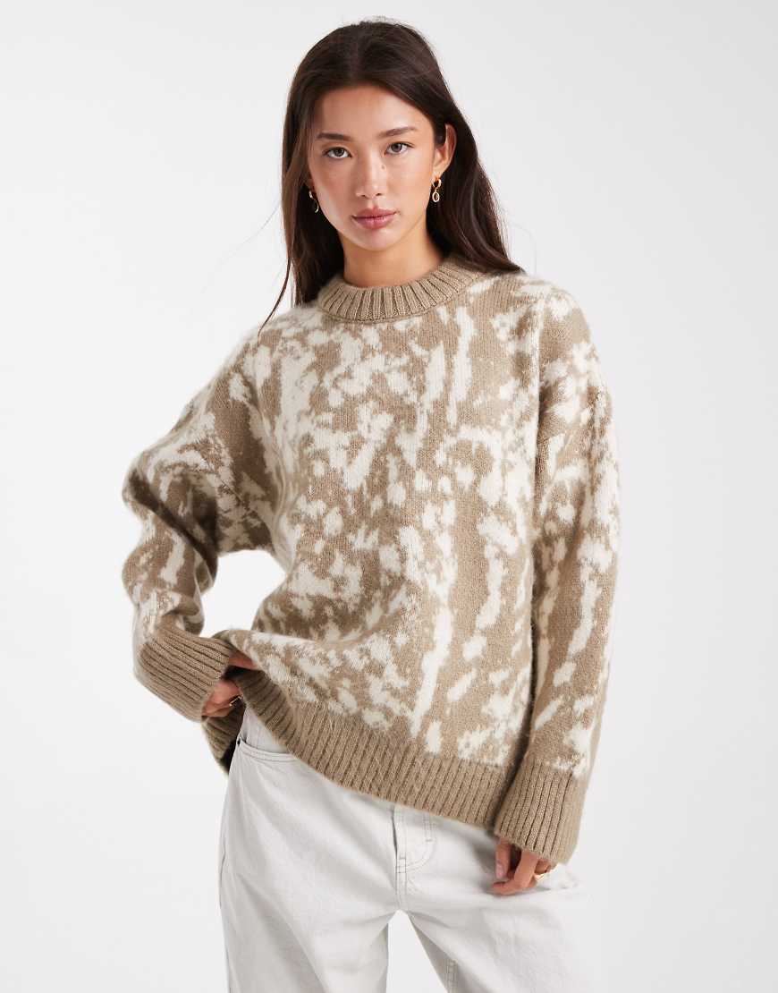 ASOS DESIGN - Oversize-Strickpullover mit Rehmuster-Brown ASOS DESIGN - Oversize-Strickpullover mit Rehmuster-Brown von ASOS DESIGN