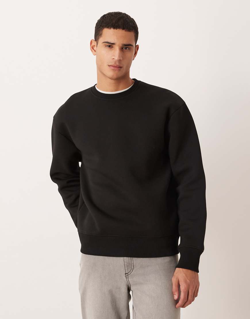 ASOS DESIGN - Oversize-Sweatshirt aus schwerem, neoprenartigem Material in Schwarz von ASOS DESIGN