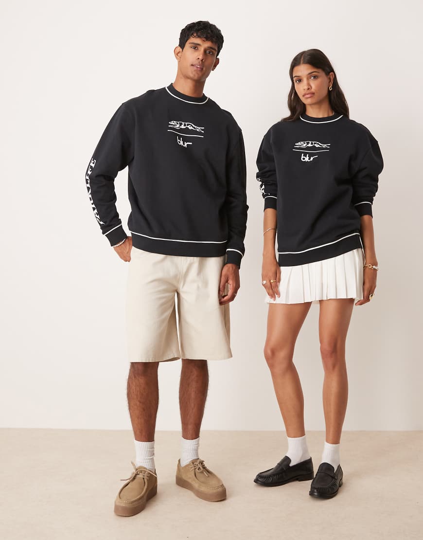 ASOS DESIGN - Oversize-Sweatshirt im Unisex-Stil in Schwarz mit „Blur"-Print von ASOS DESIGN