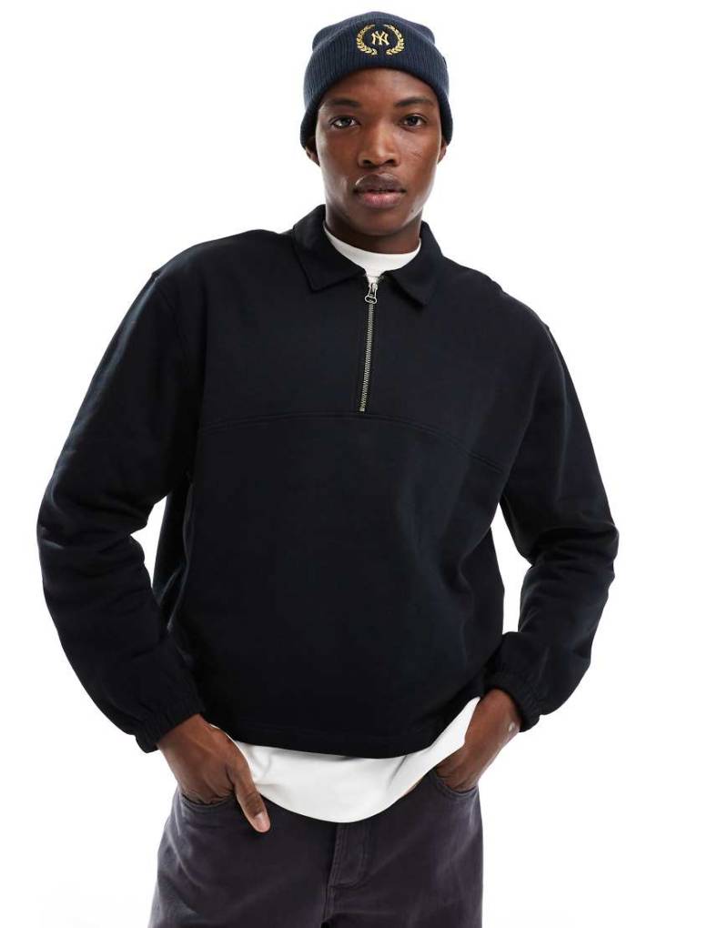 ASOS DESIGN - Oversize-Sweatshirt in Boxy Fit in Schwarz mit Kragen von ASOS DESIGN