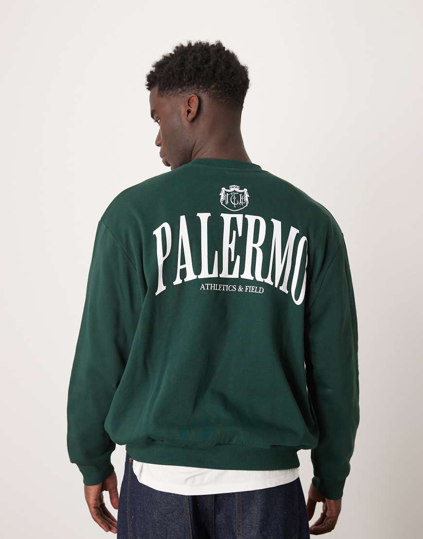 ASOS DESIGN - Oversize-Sweatshirt in Grün mit „Palermo"-Print ASOS DESIGN - Oversize-Sweatshirt in Grün mit „Palermo"-Print von ASOS DESIGN