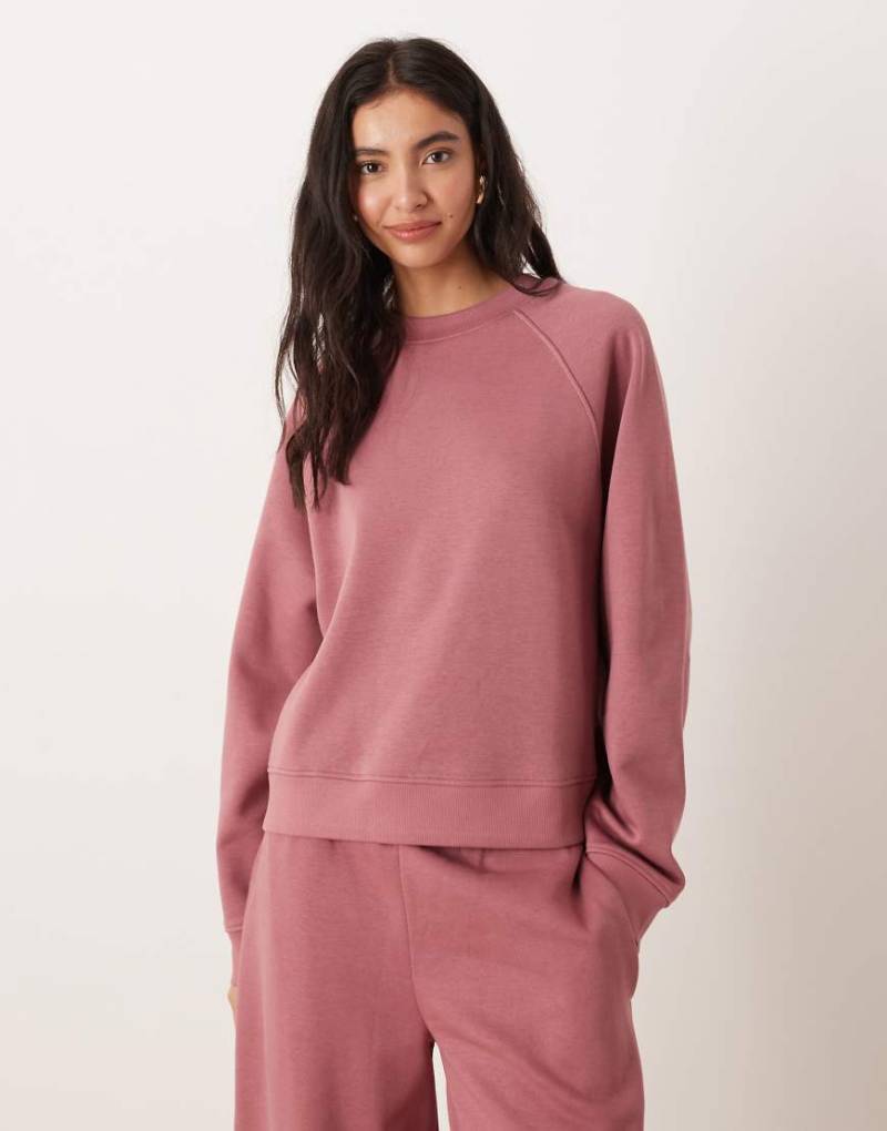 ASOS DESIGN - Oversize-Sweatshirt in Rosé mit Raglan-Detail und weicher Innenseite-Rosa von ASOS DESIGN