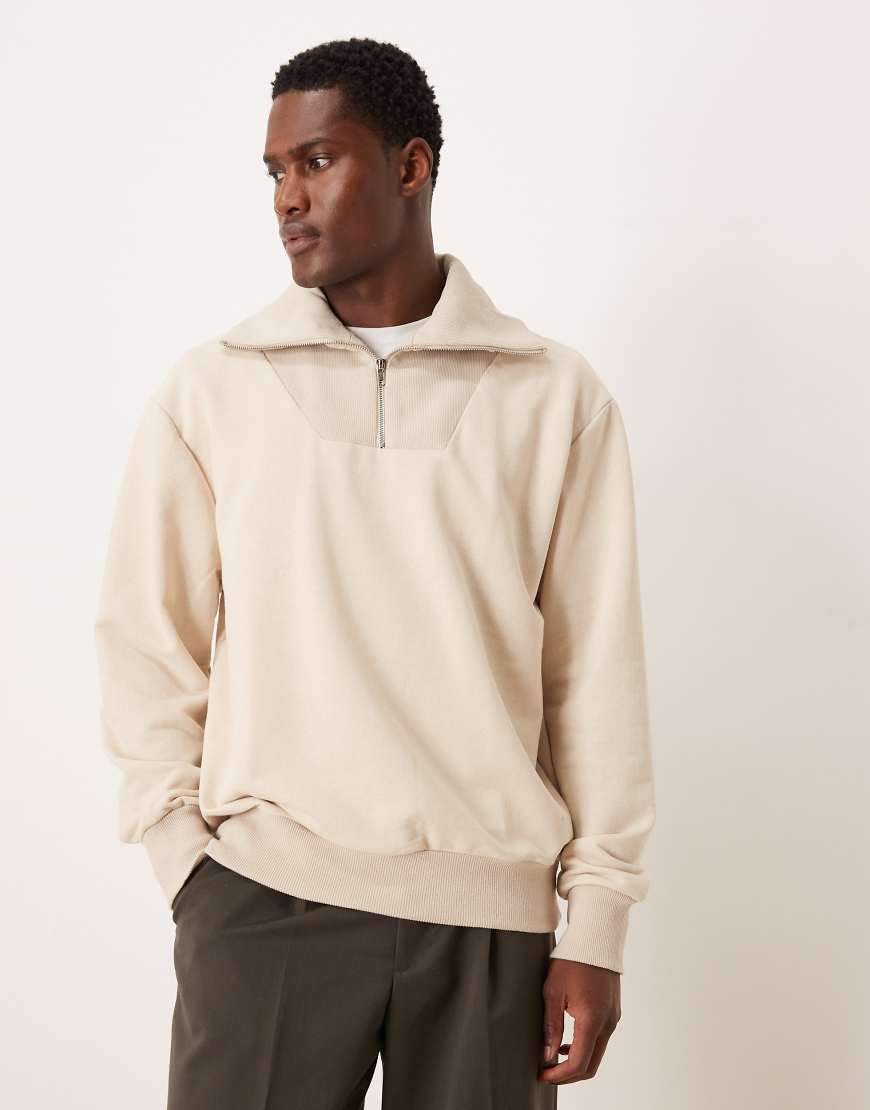 ASOS DESIGN - Oversize-Sweatshirt in Steinbeige mit Stehkragen-Neutral von ASOS DESIGN