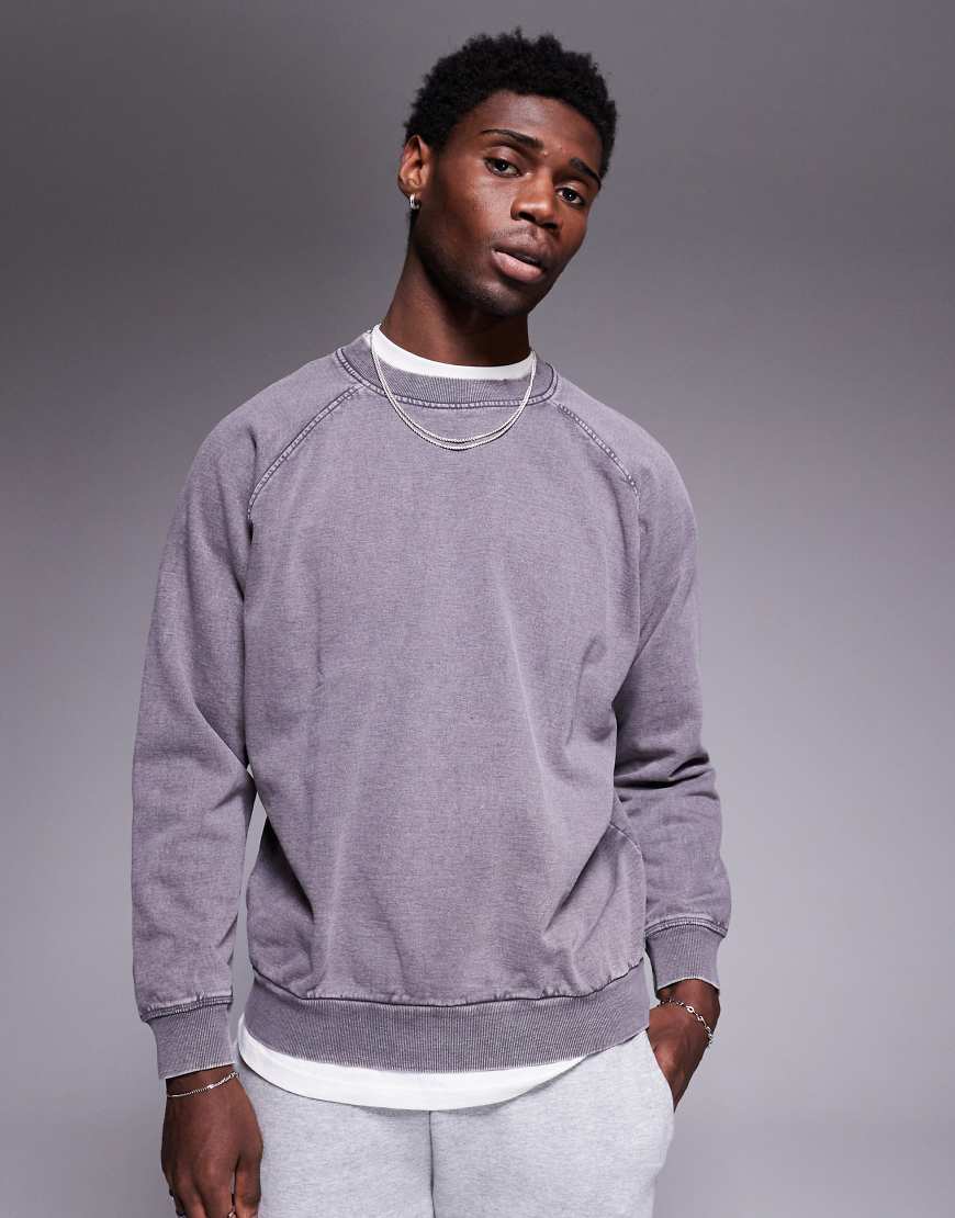 ASOS DESIGN - Oversize-Sweatshirt in verwaschenem Grau mit Raglanärmeln, Kombiteil ASOS DESIGN - Oversize-Sweatshirt in verwaschenem Grau mit Raglanärmeln, Kombiteil von ASOS DESIGN