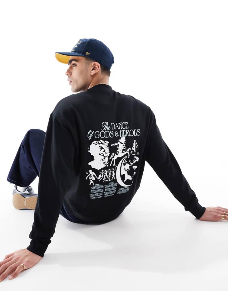 ASOS DESIGN - Oversize-Sweatshirt in Schwarz mit abstraktem Rückenprint von ASOS DESIGN