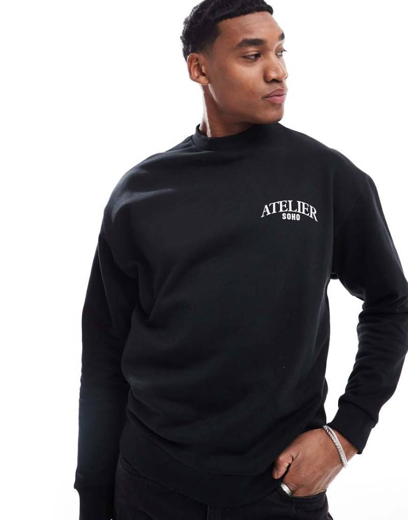 ASOS DESIGN - Oversize-Sweatshirt mit Rückenprint in Schwarz von ASOS DESIGN