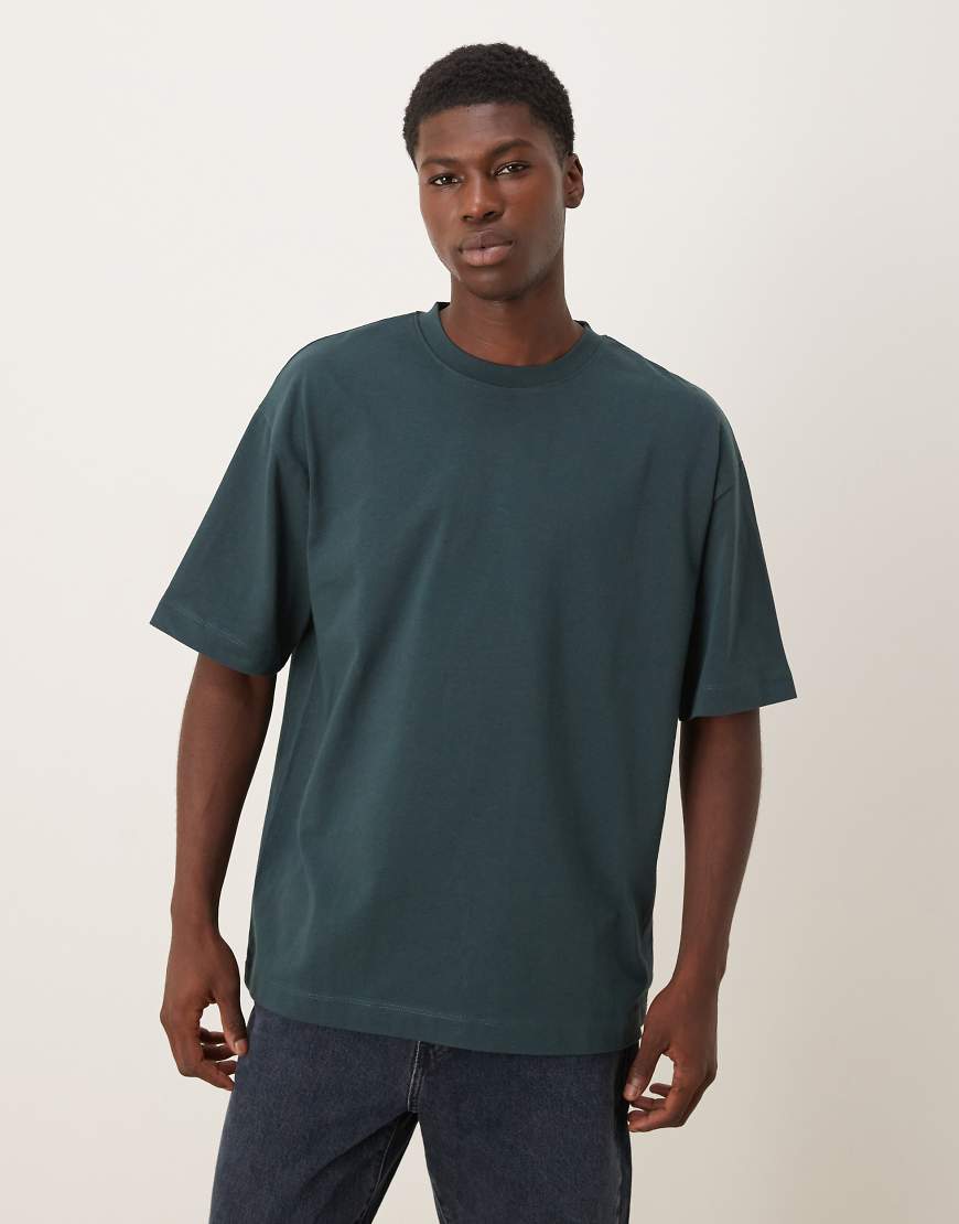 ASOS DESIGN - Oversize-T-Shirt aus schwerem Stoff in Dunkelgrün von ASOS DESIGN