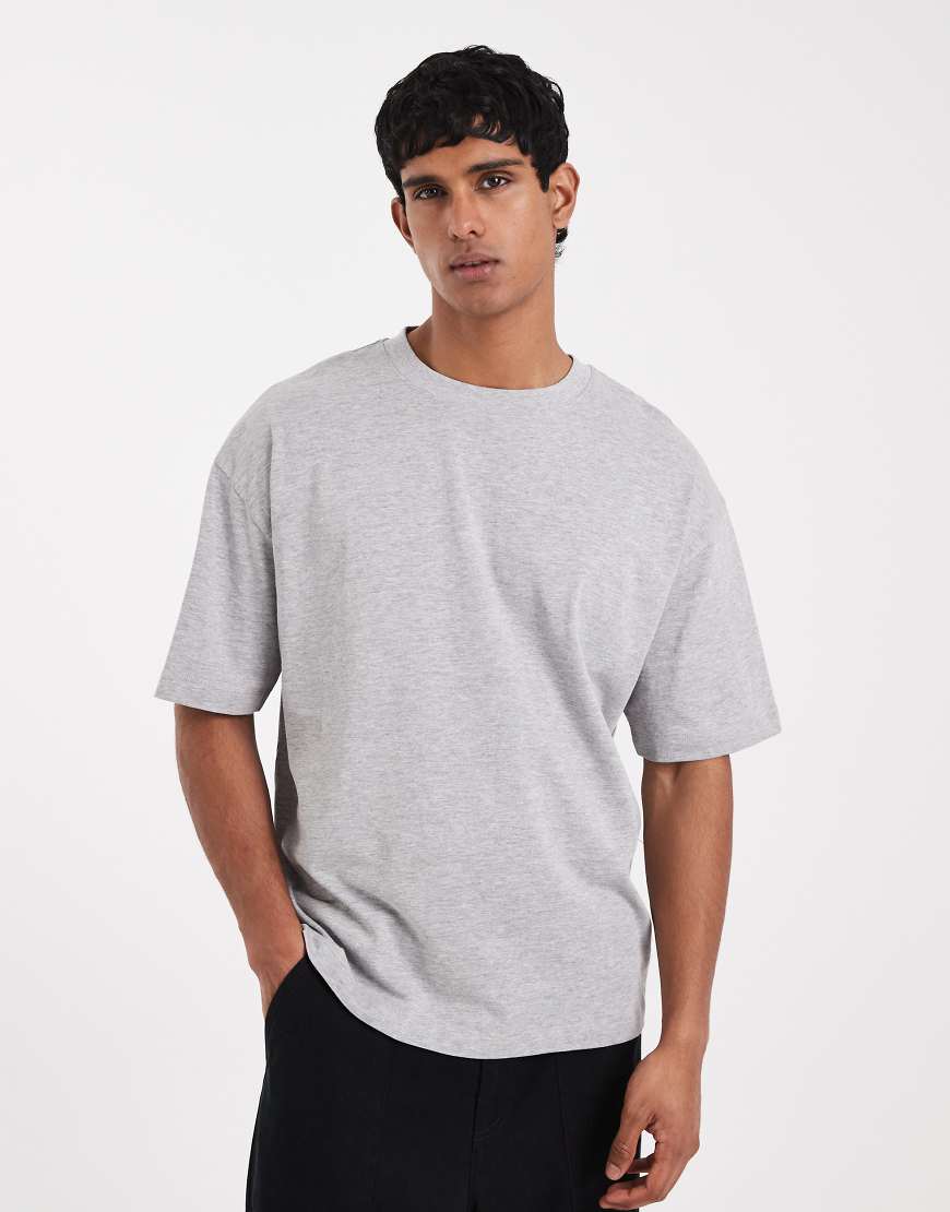 ASOS DESIGN - Oversize-T-Shirt aus schwerem Stoff in meliertem Grau von ASOS DESIGN