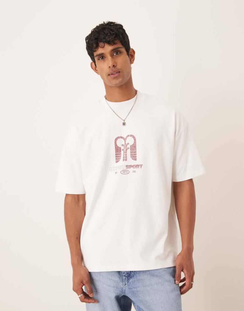 ASOS DESIGN - Oversize-T-Shirt aus schwerem breatheMAX-Material in Weiß mit Logo-Grafikprint ASOS DESIGN - Oversize-T-Shirt aus schwerem breatheMAX-Material in Weiß mit Logo-Grafikprint von ASOS DESIGN