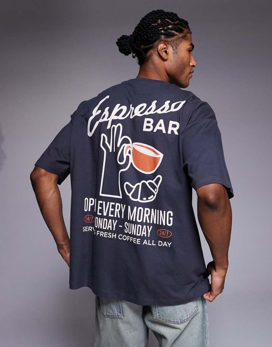 ASOS DESIGN - Oversize-T-Shirt in Anthrazit mit Nahrungsmittel-Grafikprint-Grau ASOS DESIGN - Oversize-T-Shirt in Anthrazit mit Nahrungsmittel-Grafikprint-Grau von ASOS DESIGN