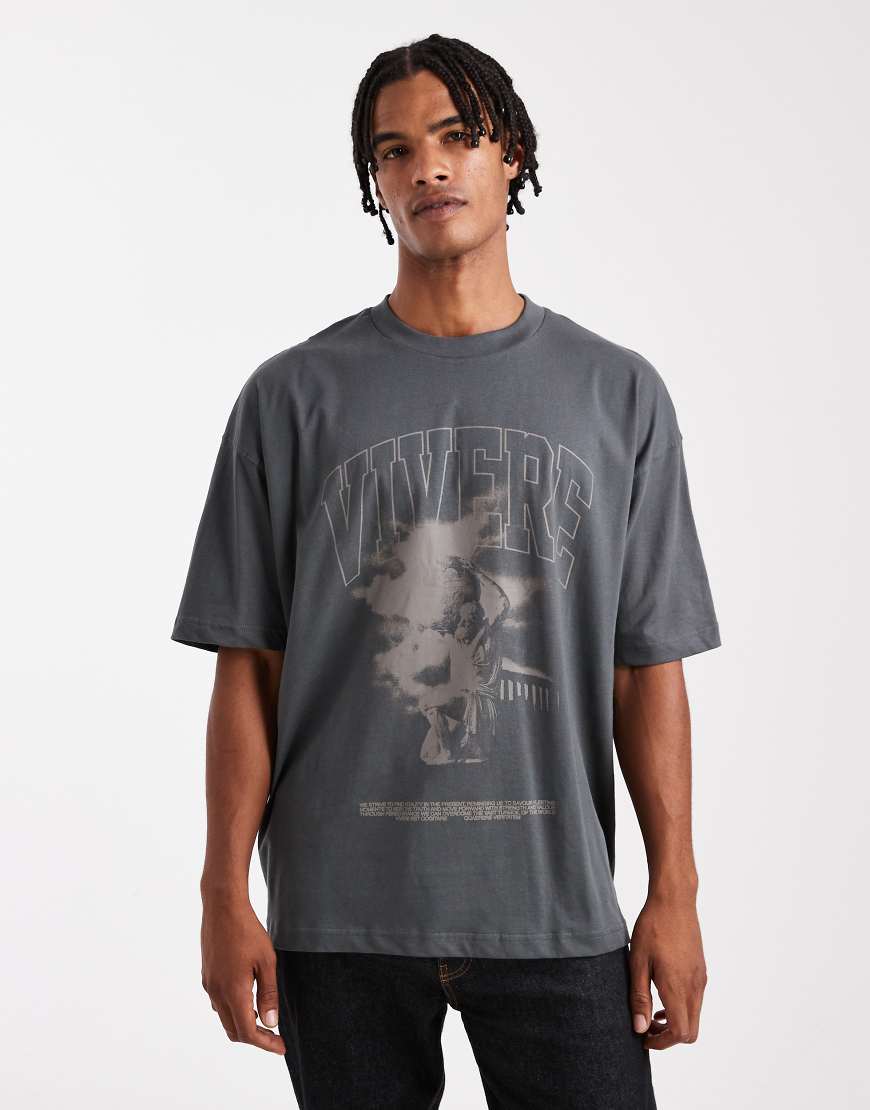 ASOS DESIGN - Oversize-T-Shirt in Anthrazit mit Renaissance-Print-Grau ASOS DESIGN - Oversize-T-Shirt in Anthrazit mit Renaissance-Print-Grau von ASOS DESIGN