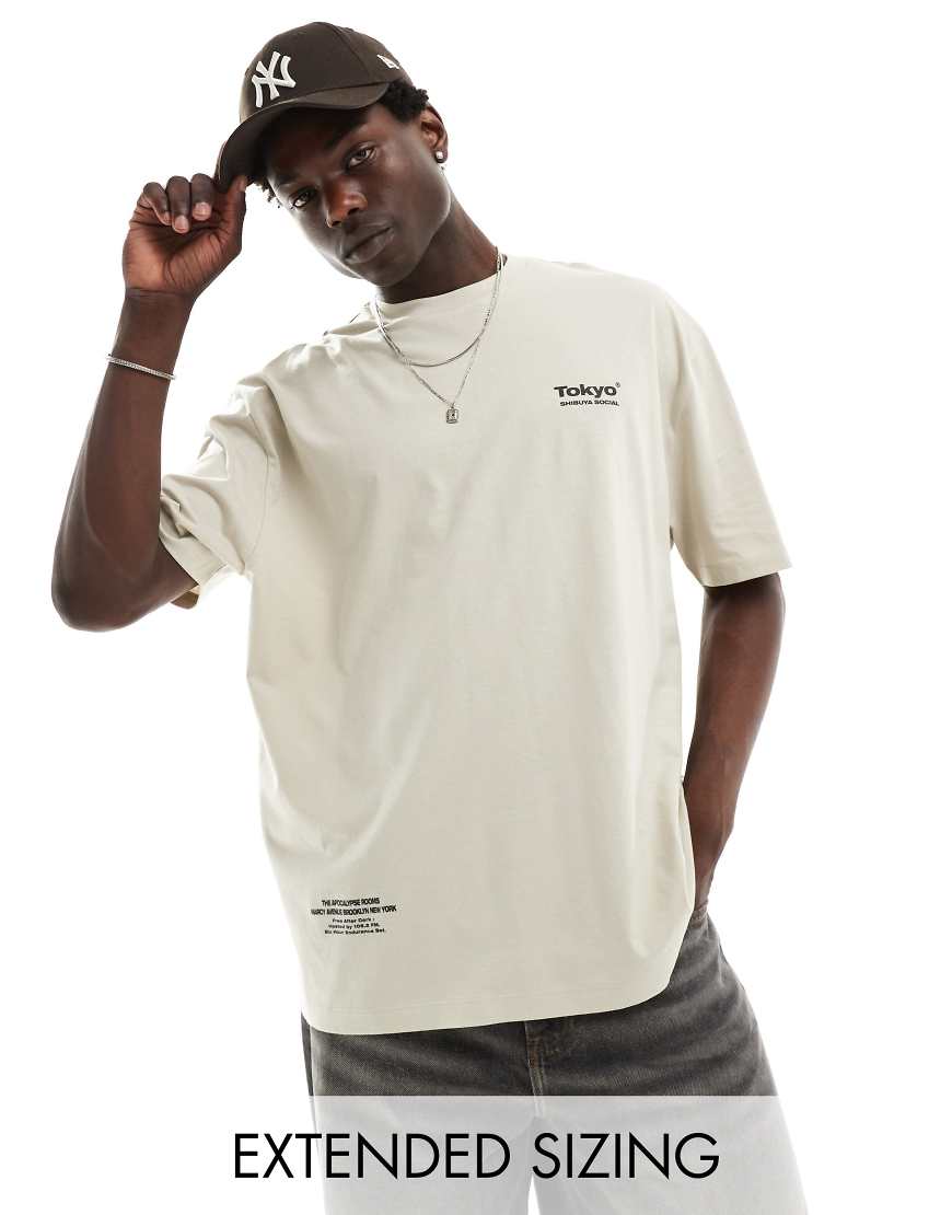ASOS DESIGN - Oversize-T-Shirt in Beige mit „Tokyo"-Print hinten-Neutral ASOS DESIGN - Oversize-T-Shirt in Beige mit „Tokyo"-Print hinten-Neutral von ASOS DESIGN