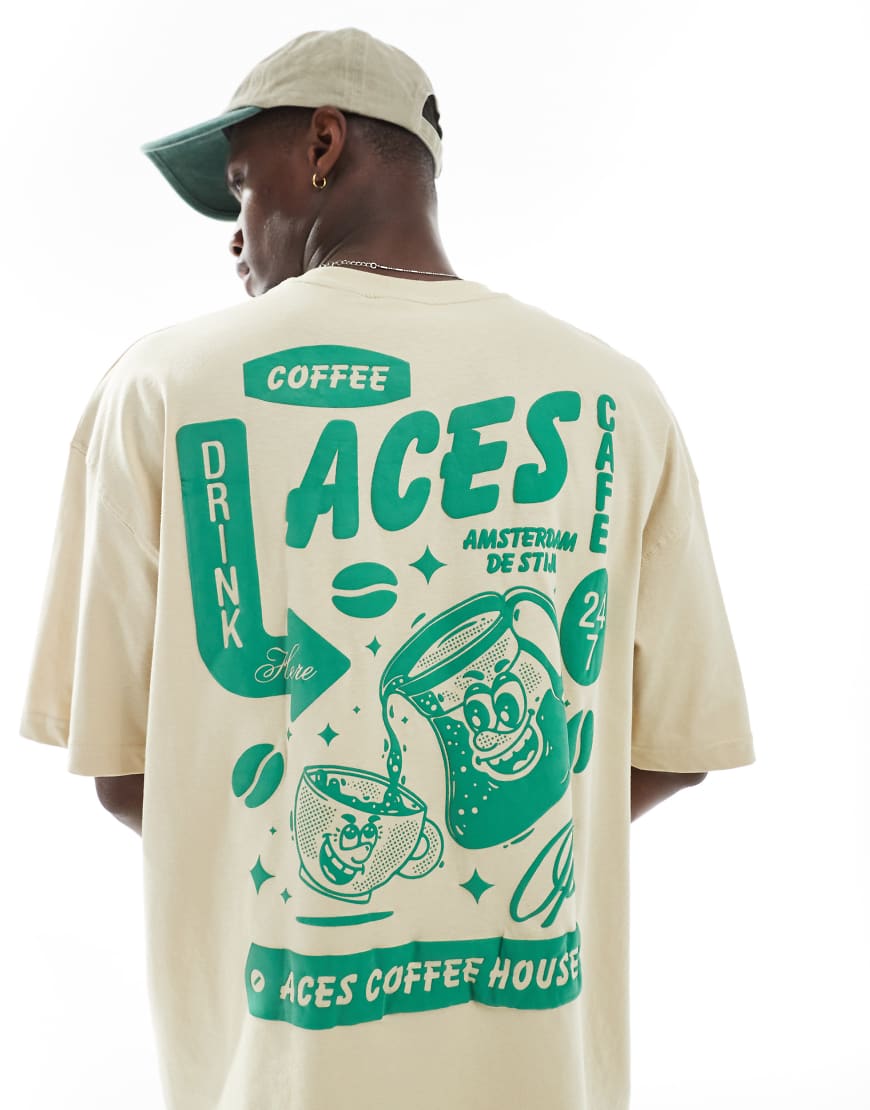 ASOS DESIGN - Oversize-T-Shirt in Beige mit Kaffee-Print-Neutral ASOS DESIGN - Oversize-T-Shirt in Beige mit Kaffee-Print-Neutral von ASOS DESIGN