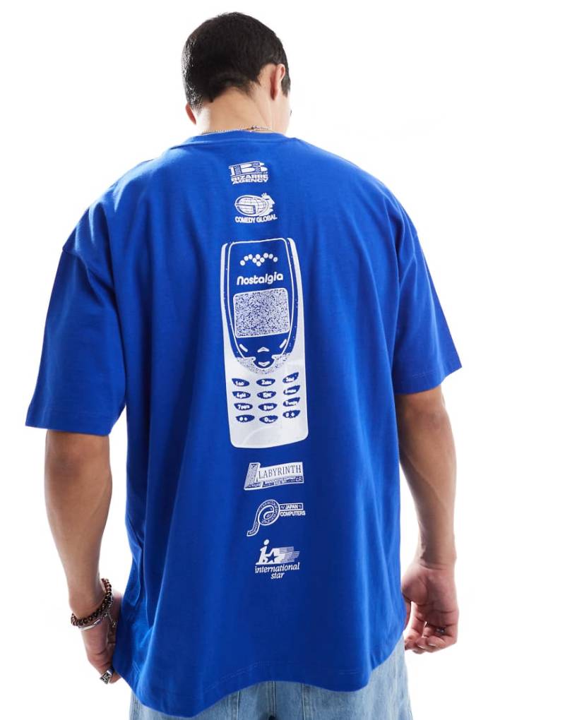 ASOS DESIGN - Oversize-T-Shirt in Blau mit Street-Print von ASOS DESIGN