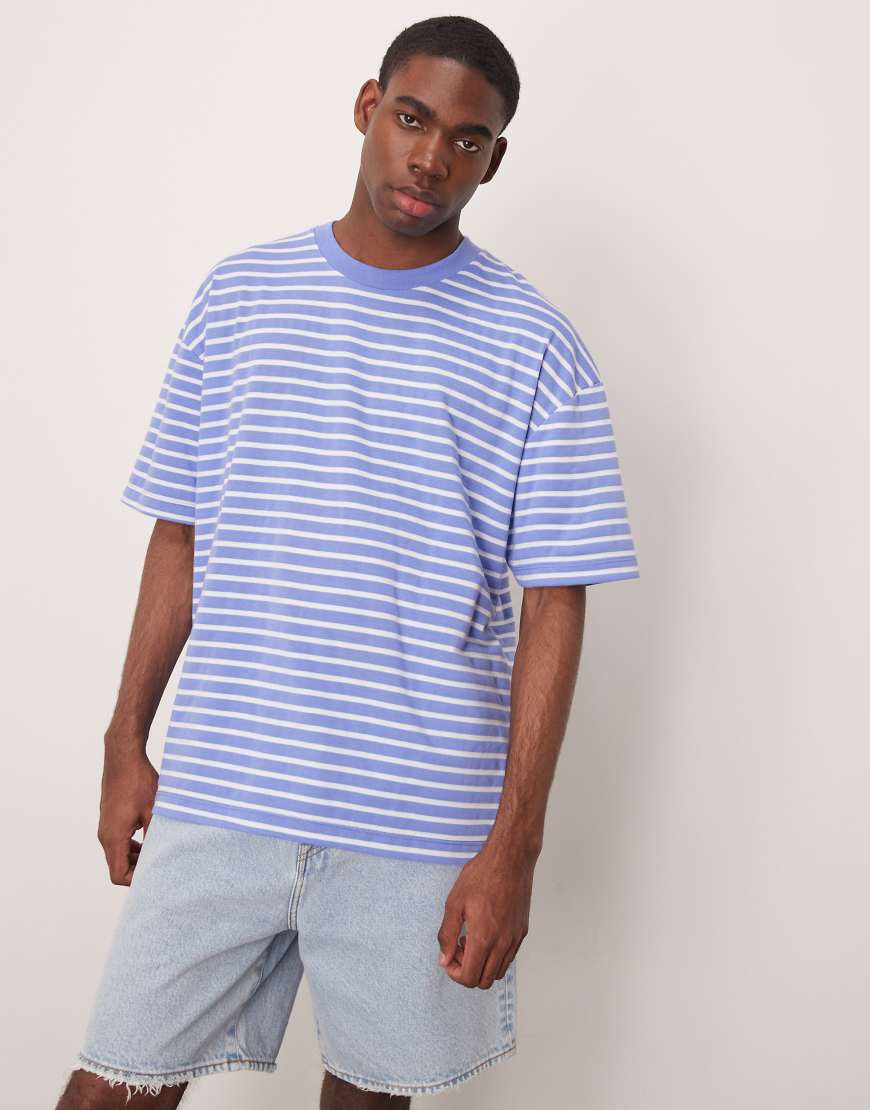 ASOS DESIGN - Oversize-T-Shirt in Blau und Weiß gestreift-Bunt ASOS DESIGN - Oversize-T-Shirt in Blau und Weiß gestreift-Bunt von ASOS DESIGN