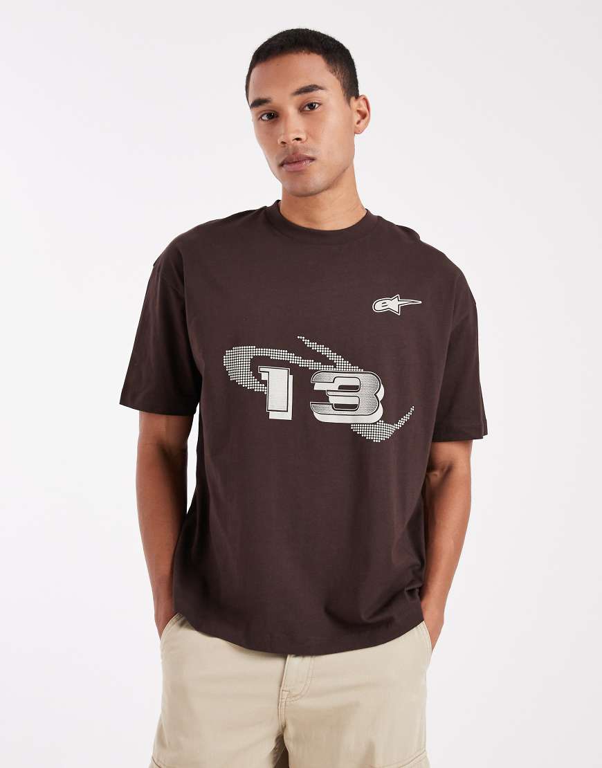 ASOS DESIGN - Oversize-T-Shirt in Braun mit Street-Print-Brown von ASOS DESIGN