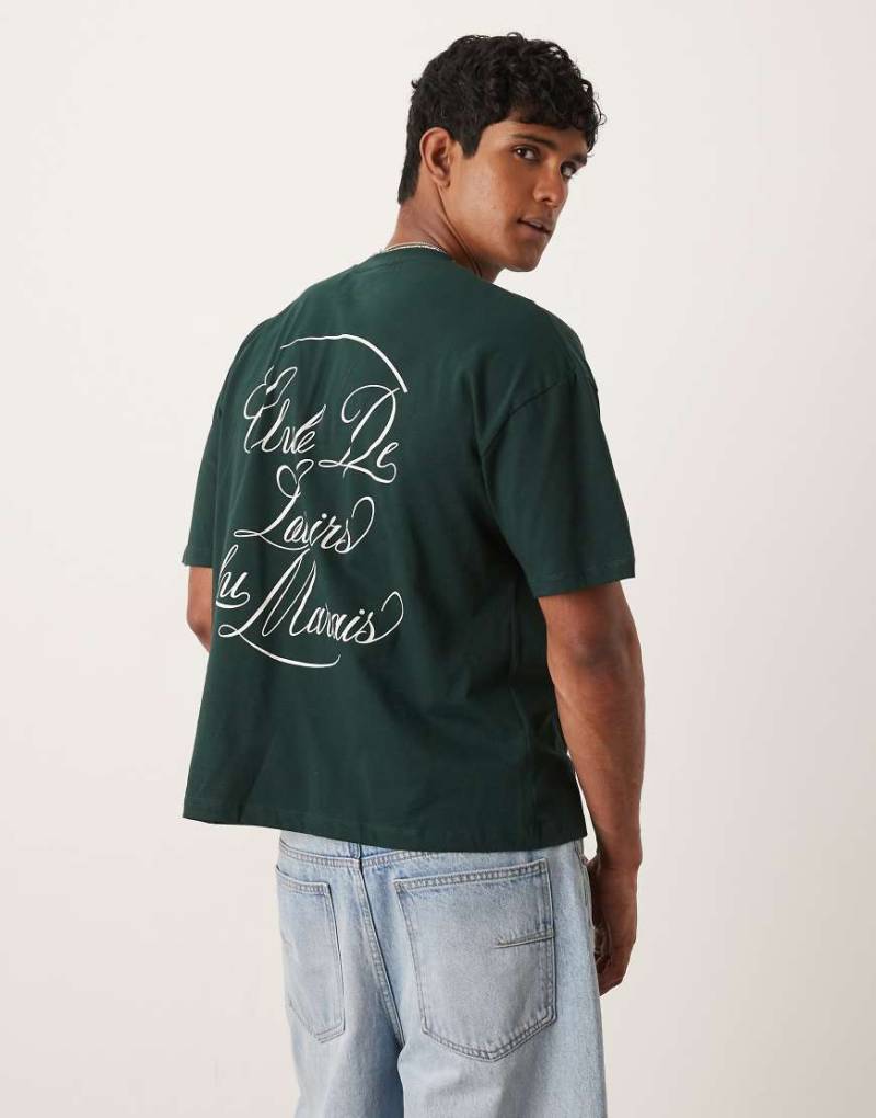 ASOS DESIGN - Oversize-T-Shirt in Dunkelgrün mit Text-Print von ASOS DESIGN